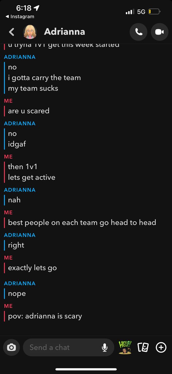 DirtyDartDevils's tweet photo. *BREAKING NEWS* adrianna says she is the "best" on the team but doesnt want to 1v1 ava https://t.co/d7oF6AHcix