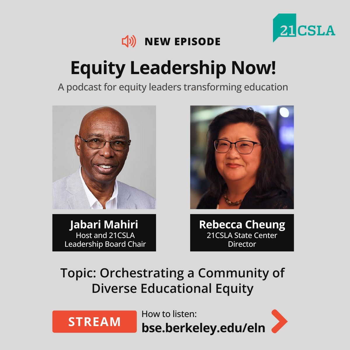 🎙🆕Episode 2 of the #EquityLeadershipNow! Podcast: @21CSLA Director @RebeccaCheung5 delves into her leadership journey & discusses the crucial intersection of #LeadingForEquity & public education with Prof. & 21CSLA Chair @Jmahiri1 bse.berkeley.edu/equity-leaders… #21CSLA #EquityLeaders