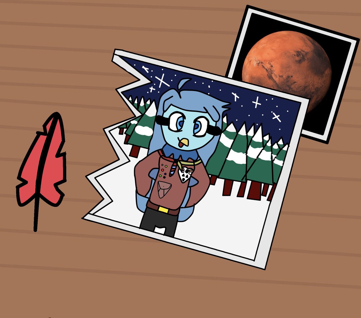 chirpyruko's tweet image. Drawing Martlet everyday until Deltarune Chapter 3 releases: Day 52!

“It appears to be a ripped photo of a teenage martlet at her Monster Scouts organisation…  But what’s up with that red feather and photo of Mars..?”

#UndertaleYellow #UndertaleYellowFanart #Martlet