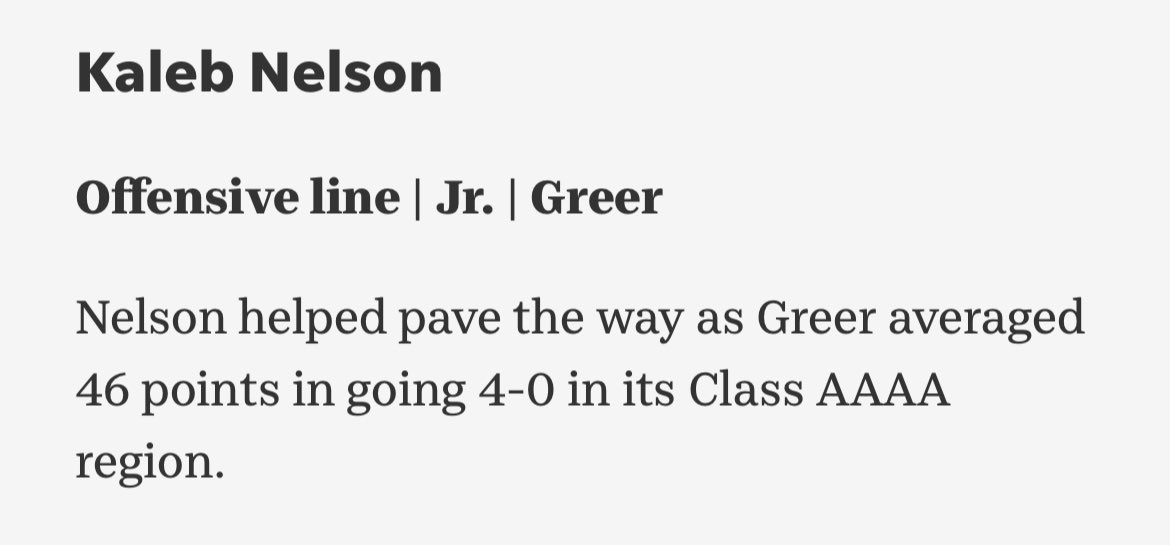 Blessed to be selected for All-Greenville 1st team! greenvilleonline.com/story/sports/h…