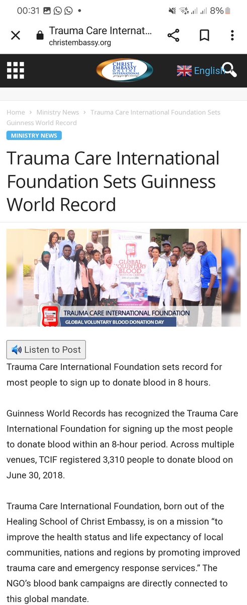 <a href="/BettyIrabor/">Betty Irabor</a> When a faith -based NGO did 3,310 people to donate blood and won a Guinness World Record, ma'am, where you offline?