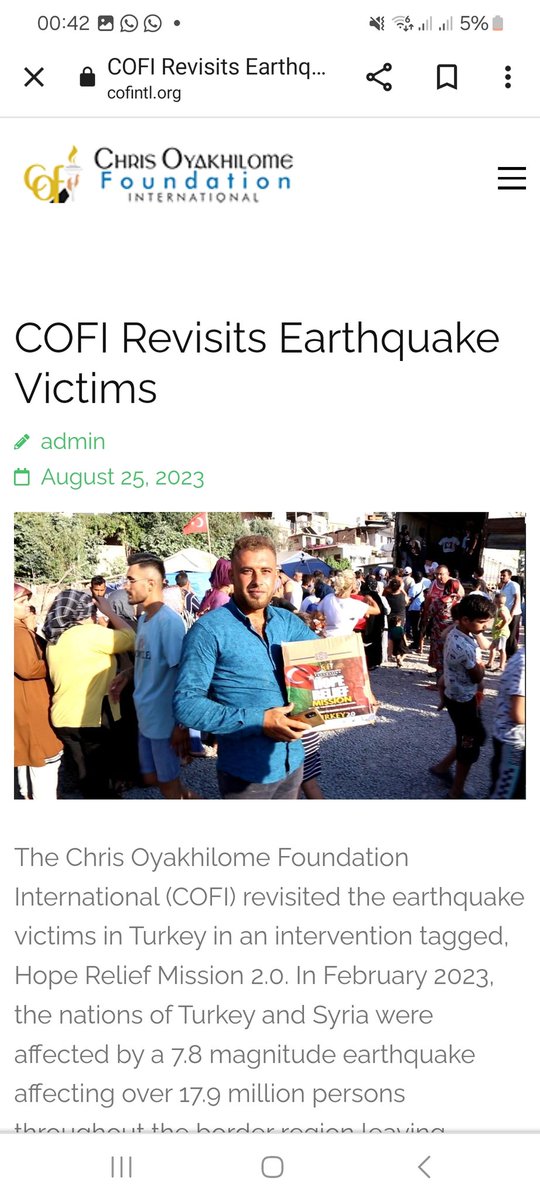 <a href="/BettyIrabor/">Betty Irabor</a> Twice, Christ Embassy reached out with relief items to the earthquake victims in Turkey. Twice last year.