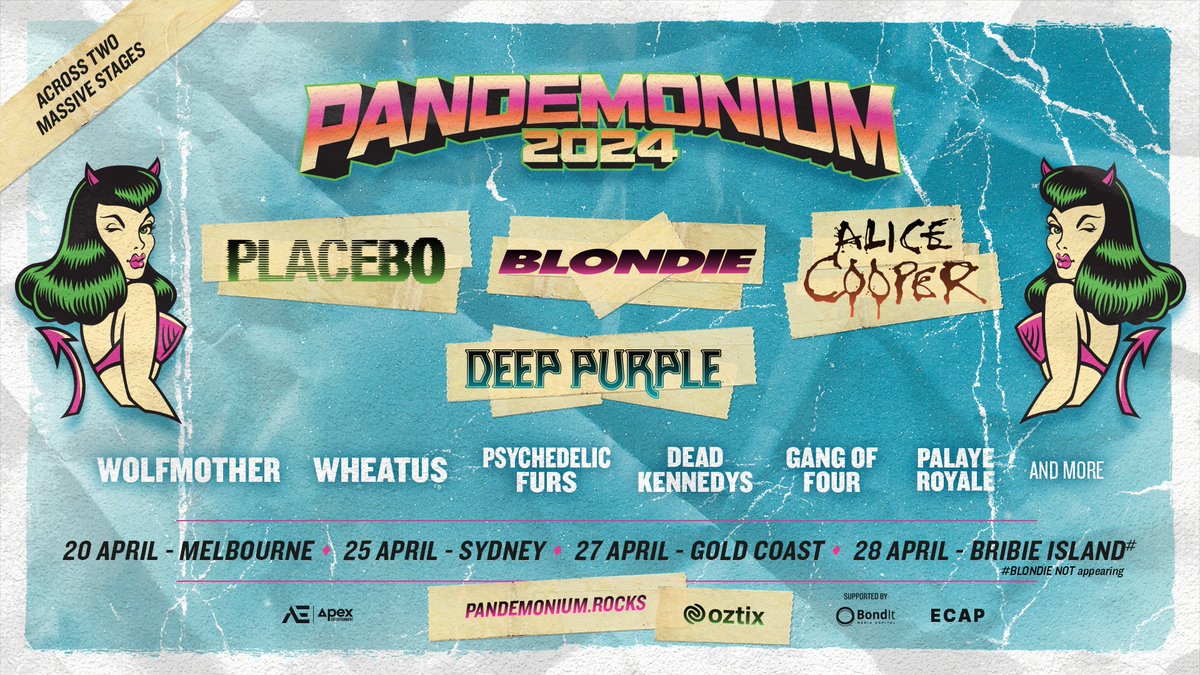 It's getting closer... one of Australia's hottest new rock festivals #PandemoniumRocks24! 🔥 Get your tickets: thepsychedelicfurs.com