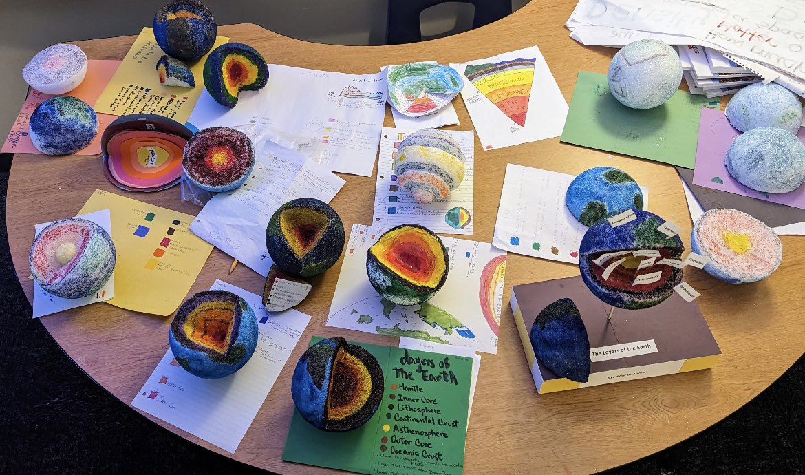 Mrs. Doane’s students made models of layers of the Earth. 🌎