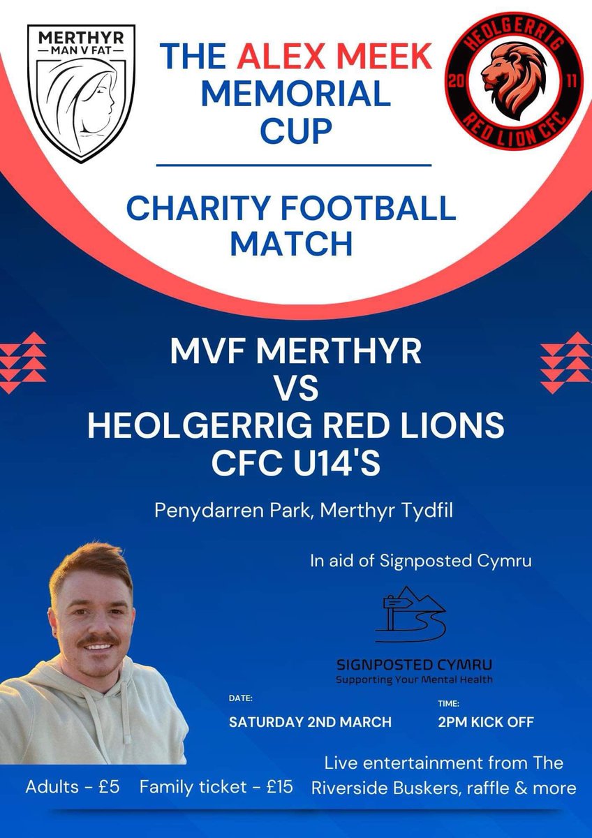 Dave M (@crimsondave105) on Twitter photo Head down and support an amazing cause for <a href="/SignpostedC/">Signposted Cymru</a>. Every penny earned will go towards counselling and support for those who need it ❤️💙
#meek6 #merthyr #manvfat #football #charity #PremierLeague #wales #fundraiser #mentalhealth #MentalHealthAwareness #TaylorSwift #ibes Head down and support an amazing cause for <a href="/SignpostedC/">Signposted Cymru</a>. Every penny earned will go towards counselling and support for those who need it ❤️💙
#meek6 #merthyr #manvfat #football #charity #PremierLeague #wales #fundraiser #mentalhealth #MentalHealthAwareness #TaylorSwift #ibes