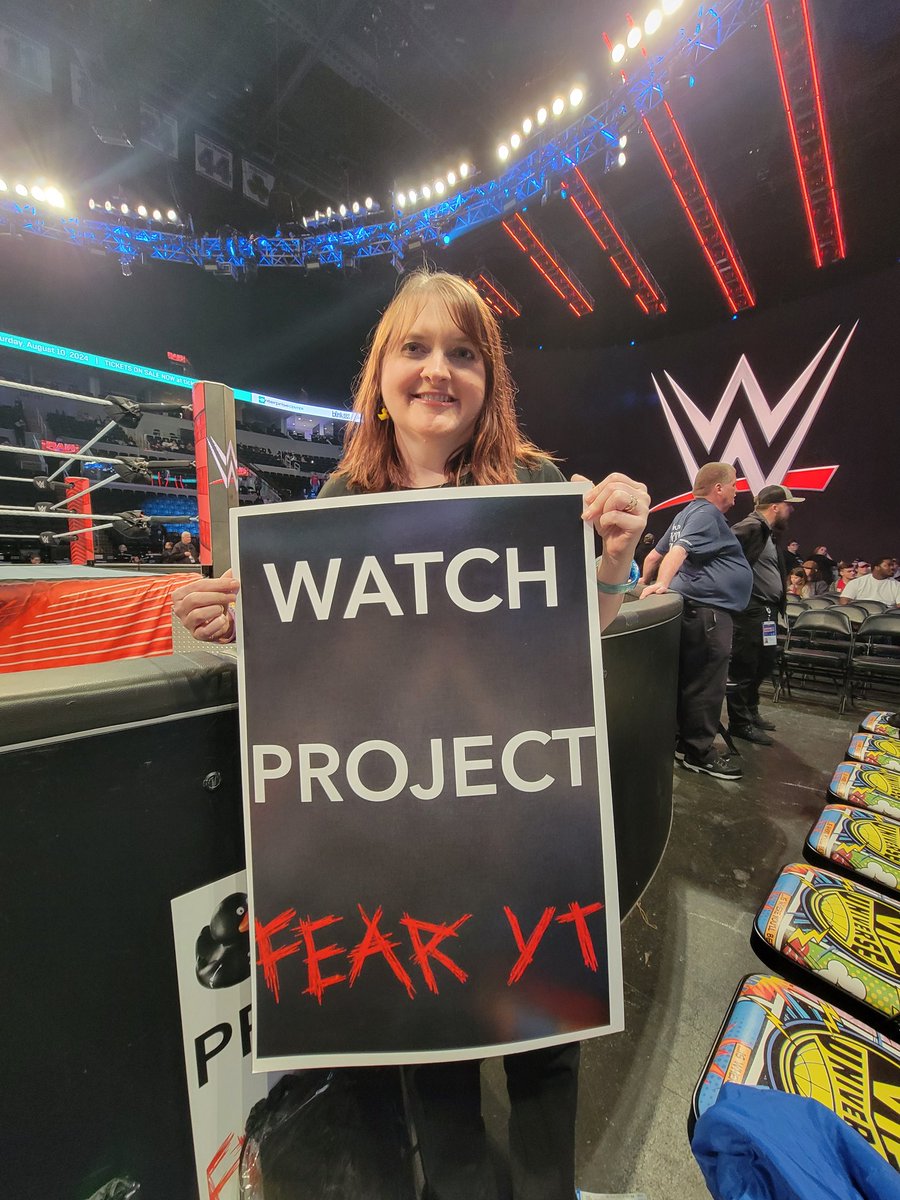 At @Enterprise_Cntr waiting for #WWERaw to start.   Watch for the @ProjectFearYT and #FearFam signs when the wrestlers go up the steps to go to the ring.  8 ET, 7 CT on @USANetwork
