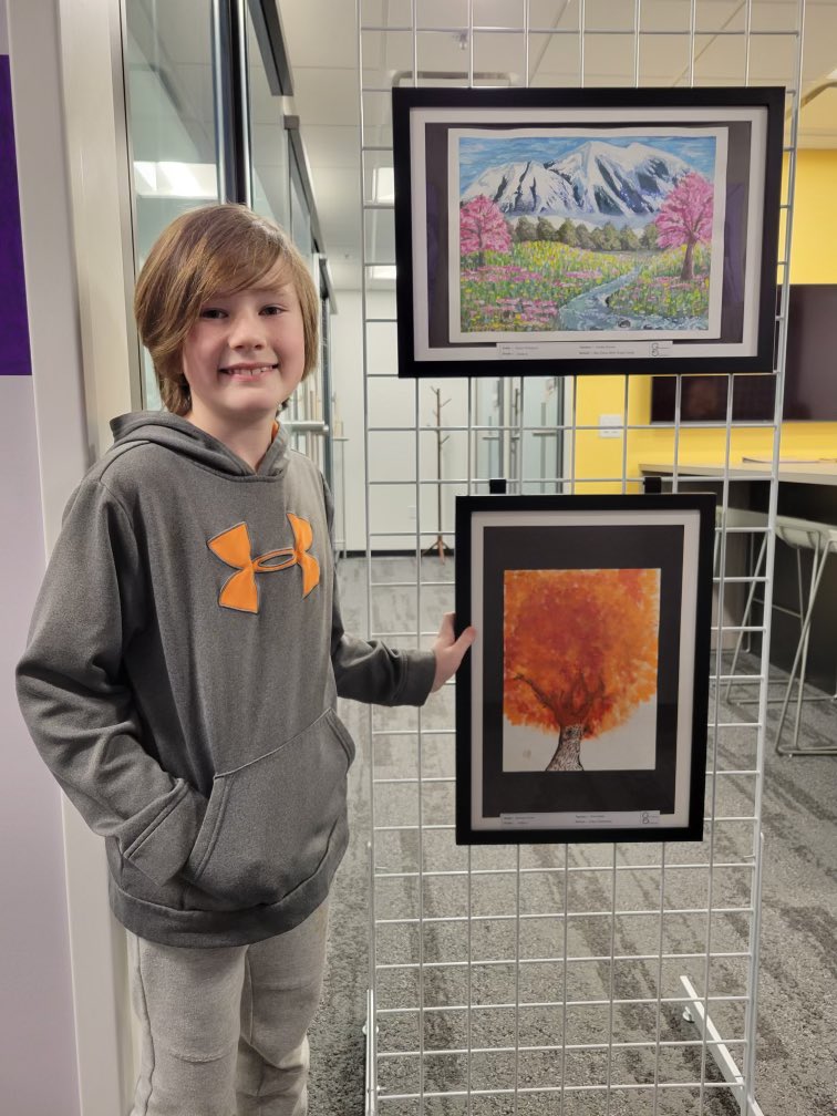We are so proud of you, bub! Your artwork is going to be up for everyone to enjoy!! 🌳 #proudteacher <a href="/RobeyRockets/">Robey Elementary</a> #wearewayne