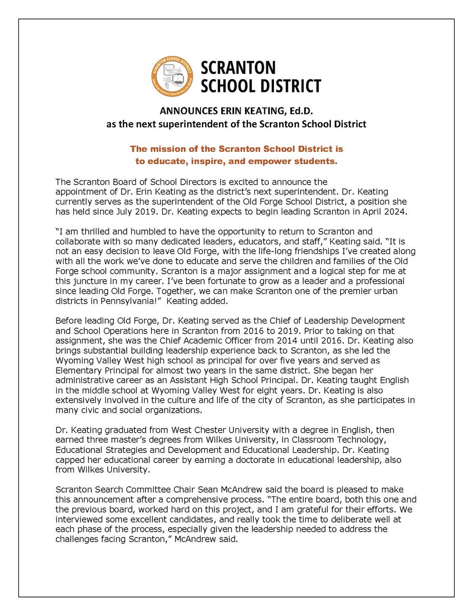 Scranton School District tweet media