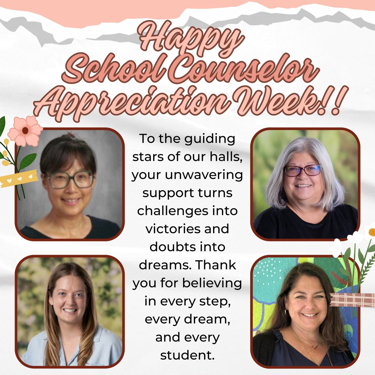 Shoutout to the San Carlos School District's fantastic counselors! Your dedication shines brightly in our students' lives. Thank you for being their guiding stars! 🌟 #SchoolCounselorAppreciation #SanCarlosStrong