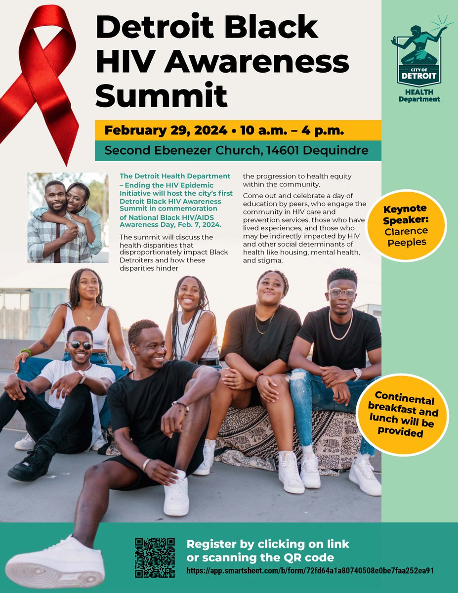 The Detroit Health Department - HIV/STI Division to host National Black HIV/AIDS Awareness Day Summit.
This summit aims to establish an inclusive platform that unites diverse voices to confront the challenges surrounding HIV/AIDS, within the Black community. 

#NBHAAD #Detroit