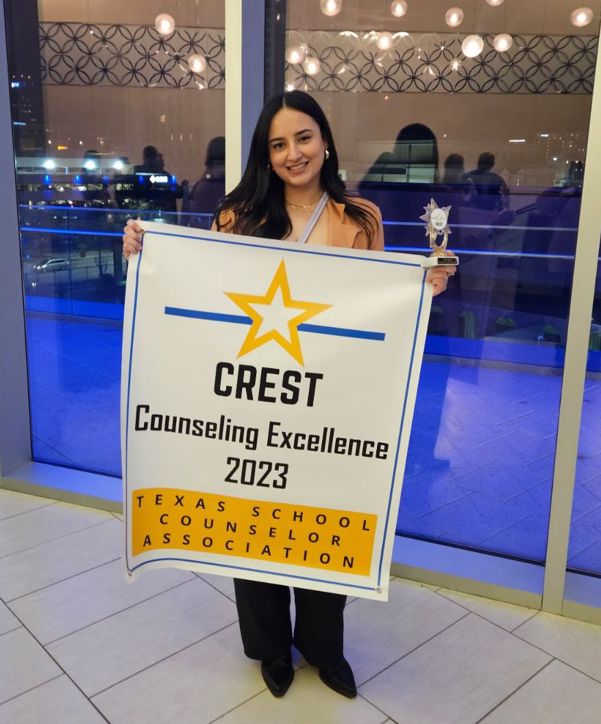 NormanSimsCouns's tweet photo. Had an amazing time representing our campus at the @TxCAtweets CREST Awards Dinner last night! 🥳  A huge shoutout to my incredible colleagues and mentors! 🧡💙 https://t.co/NiVScPoKdB
