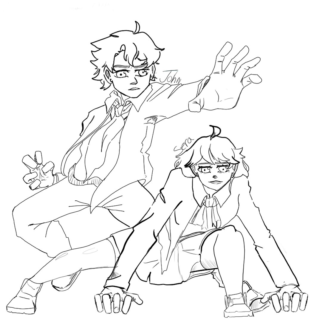 NPCGlitch_'s tweet photo. Hoi hoi been reading tons of @webtoonofficial  lately and unordinady happens to be one of em so I decided to draw Sera and John together in an action pose. The characters belongs to @uruchanOFR  hope y'all enjoy and have a great day! https://t.co/IV1pQaQqVr