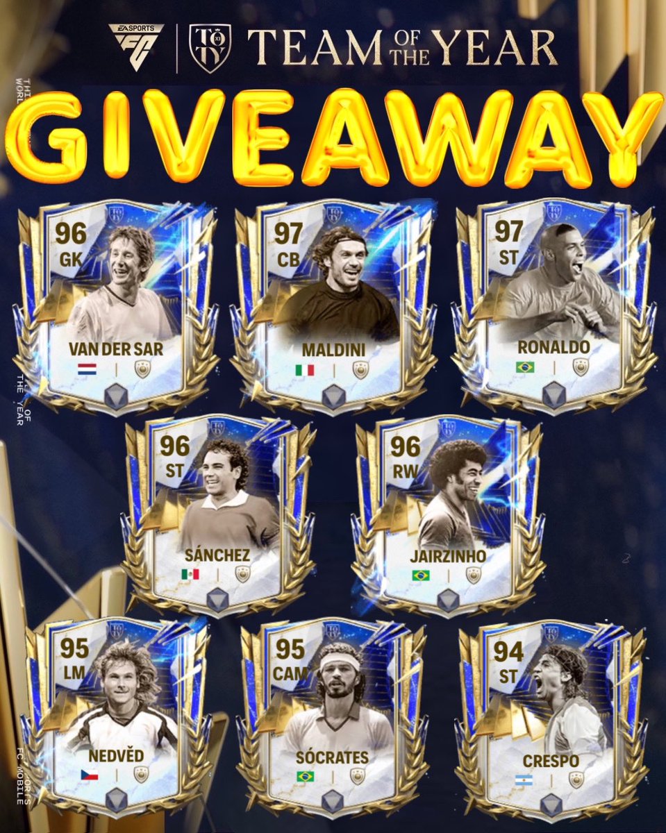 Nakata767's tweet photo. #FCMobile TOTY GIVEAWAY ! Big thanks to @EASFCMOBILE for sponsoring !

To enter:
• Follow @Nakata767 and @EASFCMOBILE
• Join in discord &amp; Screenshot⏬
https://t.co/rzCIDDvKQT
• Like and RT
• Review TOTY event or Rate out of 10

Winner(choose 1card)will be randomly chosen GL ! https://t.co/paO7K8JrSZ