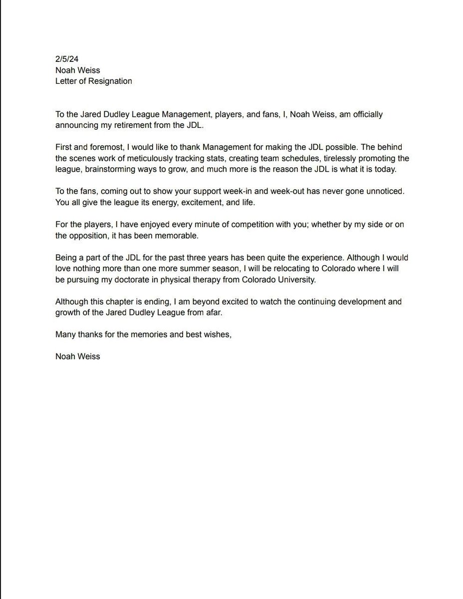 JDLAthletics's tweet photo. BREAKING: JDL journeyman, F Noah Weiss, is retiring upon the 2024 season.

Weiss will be remembered for leading the league in charges taken multiple seasons. JDL management wishes him nothing but the best in his future endeavors! https://t.co/8cBCSp573O