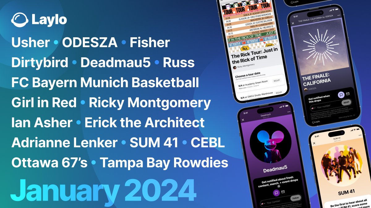 January at <a href="/laylodotcom/">Laylo</a>:

- Grew over 1M fans
- Launched our annual tier
- Sold out MSG 5x with Odesza and John Summit
- Signed major sports teams across NBA, NHL and MLS
- Hiring across 3 new roles