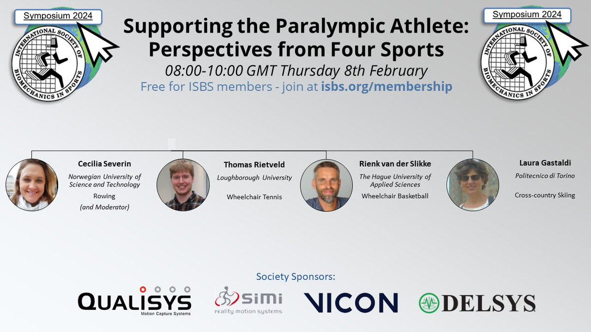 Supporting the Paralympic athlete: Perspectives from four sports

ISBS Online Symposium

08:00-10:00 GMT Thurs 8th Feb

Free for ISBS members