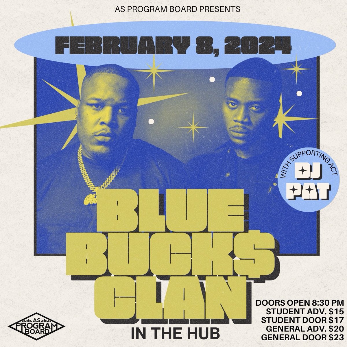 asprogramboard's tweet image. this thursday. 
@_bluebucksclan 
the hub. 
tickets on sale now in link in bio. 🧞‍♂️