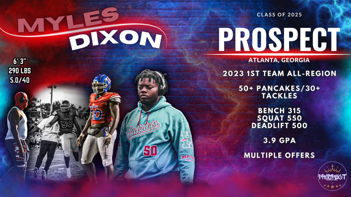 Coach @recruitNE_GA put me on this one!
<a href="/Mylesj_Dixon/">Myles Dixon (6’3 290)</a> is a STUD. 6' 3" at 290 lbs. running 5 and sub 5/40. This kid is a force to be reckoned with in the trenches and an absolute playmaker. Engages blockers (who can handle his strength) and will tackle the ballcarrier with them