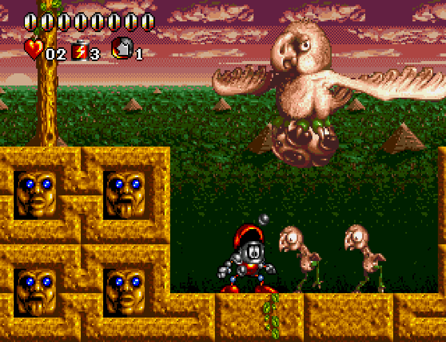 BuscandoElWarp's tweet image. El juego del día: #Tinhead (#MegaDrive)
Creador: #MicroProse 1993
Me sorprendió lo divertido que es este juego en donde el duende Grim Squidge roba todas las estrellas con su nave espacial y las dispersa a lo largo del universo, ahora Tinhead, el Guardián metálico va a su rescate