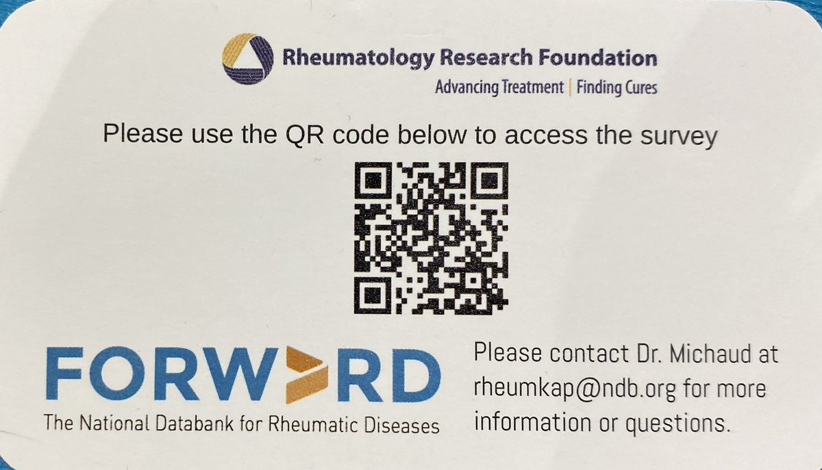Do you provide care to people with rheumatic diseases? If so, please take 5 minutes to contribute to this
<a href="/RheumResearch/">Rheumatology Research Foundation</a>
funded study about cannabis as a treatment.   forwarddatabank.org/peacehcp