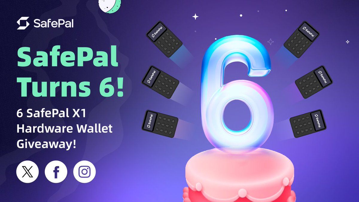 Celebrating our 6th B-Day with 6 X1 giveaways! 🎉🎁

How to join:
🔸 Retweet this post &amp; tell us what you love about <a href="/iSafePal/">SafePal - Crypto Wallet</a>
🔸 Tag 3 friends
4 Winners will be picked on X! 🚀🔐
⌛️Duration: 06 - 16 Feb 2024

Prizes:
💠4 X1 wallets for X
💠1 X1 wallet for Insta
💠1 X1 wallet for