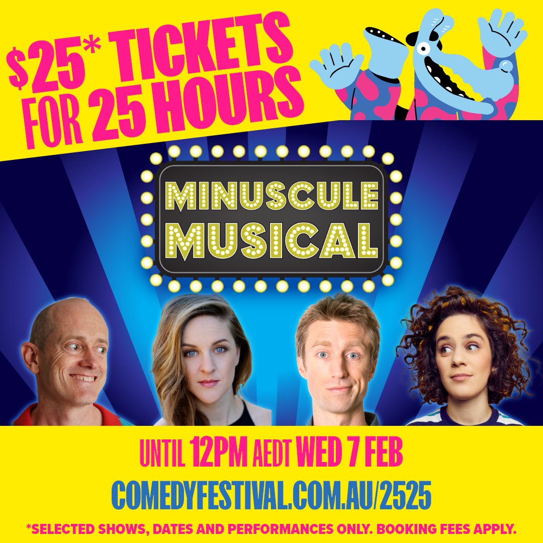 Gillian Cosgriff, Sammy J and Jude Perl each wrote a short (minuscule!) musical with me. We're gonna perform all three together in the Melb Comedy Fest at Max Watts on 14th of April with a band. For the next 25 hours you can get $25 tix shorturl.at/doAEQ