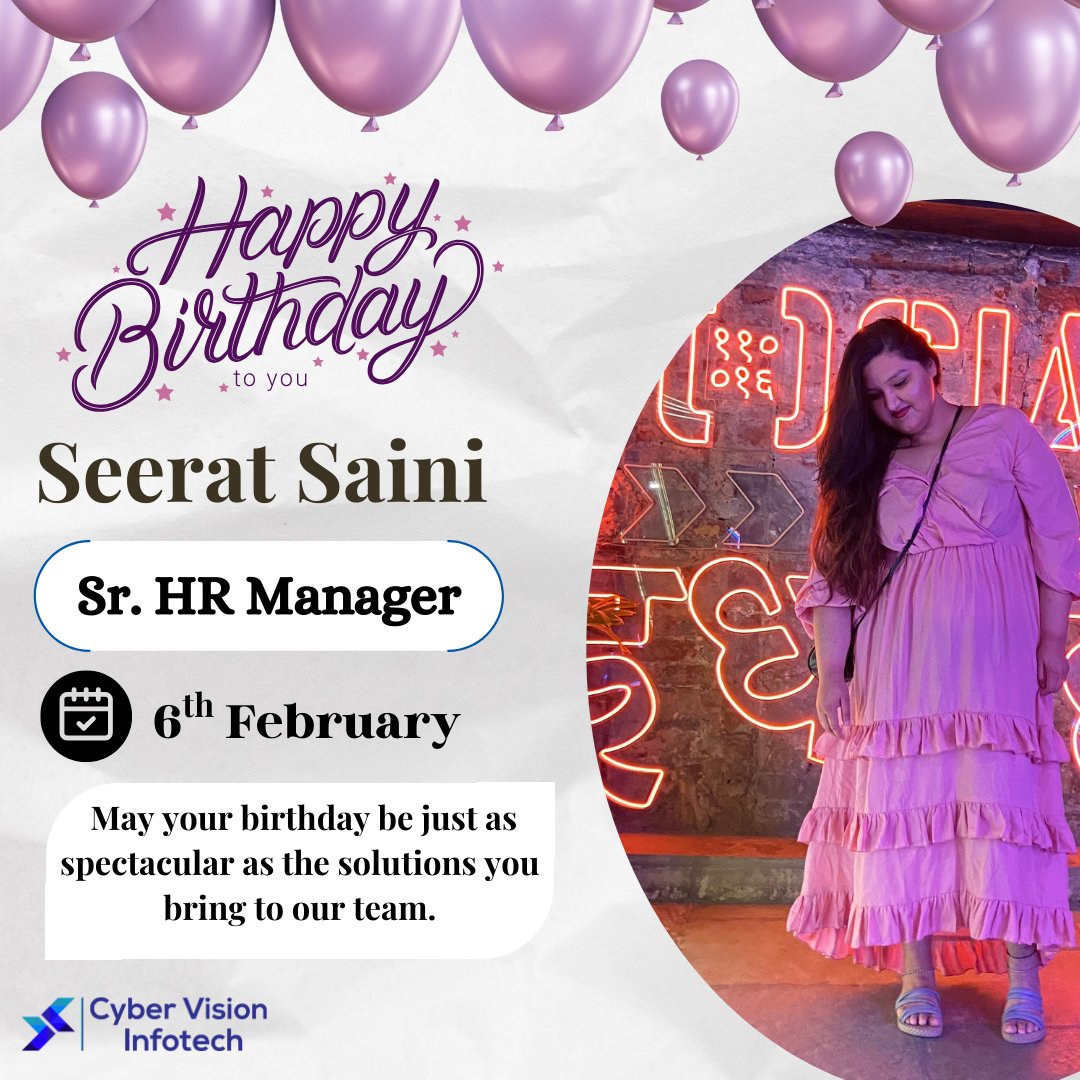 Happy Biryhday to our Amazing HR  Seerat Saini . #happybirthday  #humanresourcesmanagement #hr #party #celebration #congratulations #cvinfotech