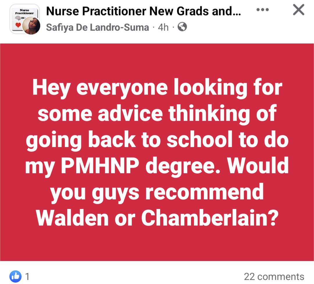 Choosing between Walden or Chamberlain is akin to asking 'Would you rather have HIV or AIDS?' Both are bad, highly stigmatized, and essentially identical, with one being a worse version of the other.

#PMHNP #NursePractitioner #StopScopeCreep #MedSchoolMatters #MedTwitter