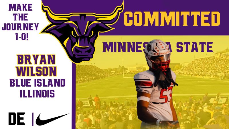 Bryan Wilson (@bryanwilson2024) on Twitter photo After an amazing Visit <a href="/MNSUMankato/">Minnesota State Mankato</a> I am happy to announce my commitment . Thank you <a href="/CoachJackson32/">Lavell Jackson</a> 🙏🏼. <a href="/DdeFootball/">Eisenhower Cardinal Football</a> @CoachMurphIKE <a href="/RonaldR63352843/">Ronald Rivera</a> #FlyWithUs After an amazing Visit <a href="/MNSUMankato/">Minnesota State Mankato</a> I am happy to announce my commitment . Thank you <a href="/CoachJackson32/">Lavell Jackson</a> 🙏🏼. <a href="/DdeFootball/">Eisenhower Cardinal Football</a> @CoachMurphIKE <a href="/RonaldR63352843/">Ronald Rivera</a> #FlyWithUs