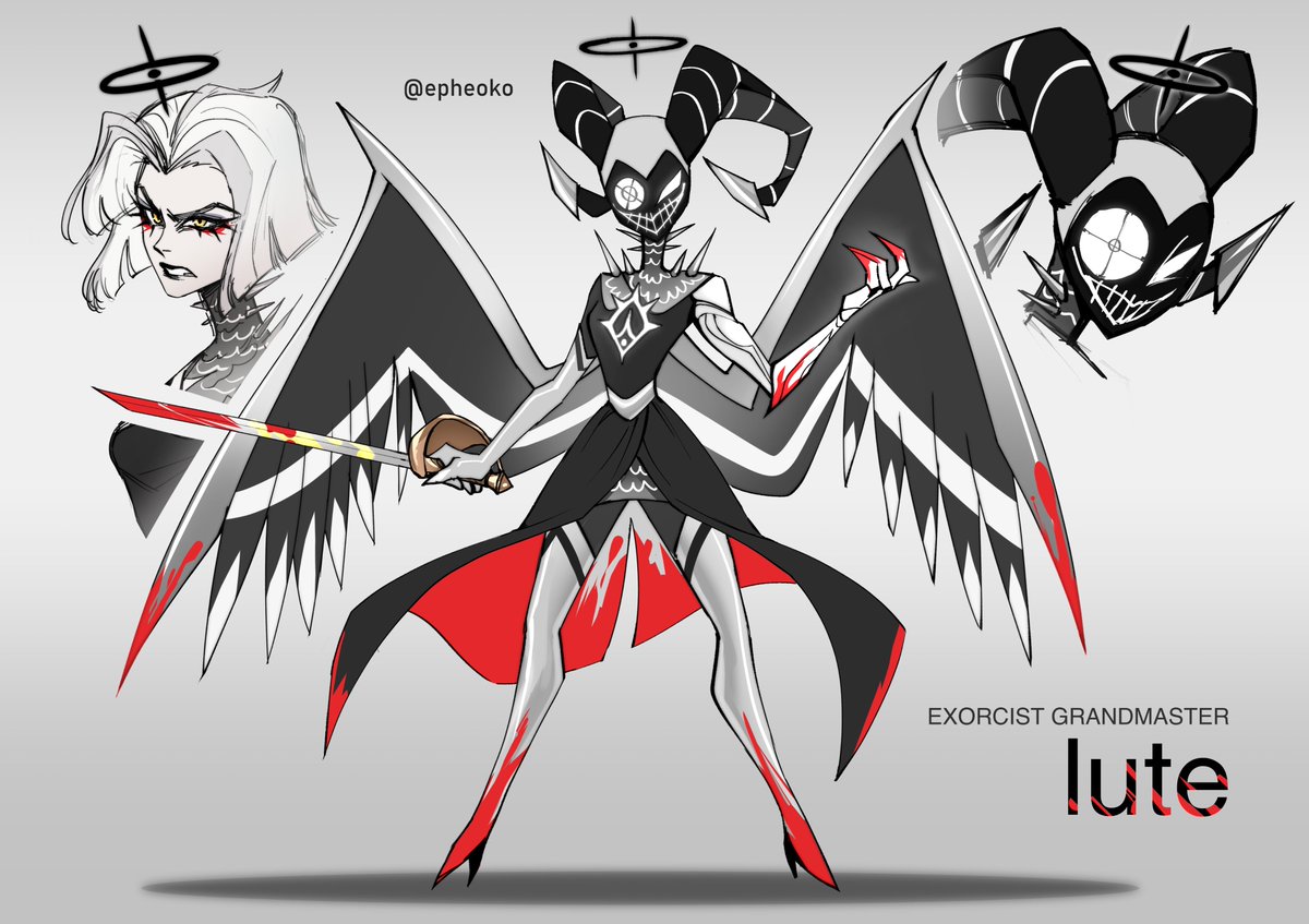 Lute taking on the mantle of the Exorcist Army Leader 🖤🩸🤍

#HazbinHotel #HazbinHotelLute