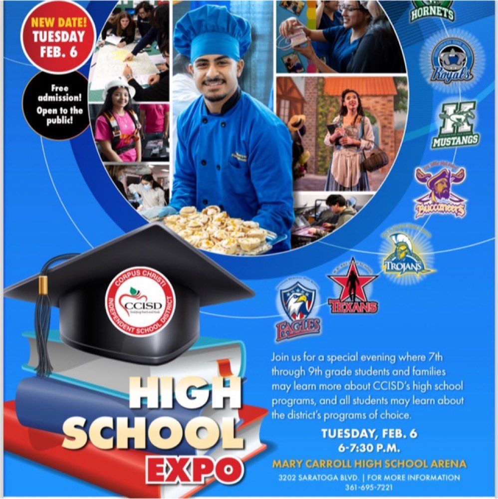 Attention parents: Come learn about the many courses, programs, and extracurricular activities offered in CCISD. We look forward to seeing you!