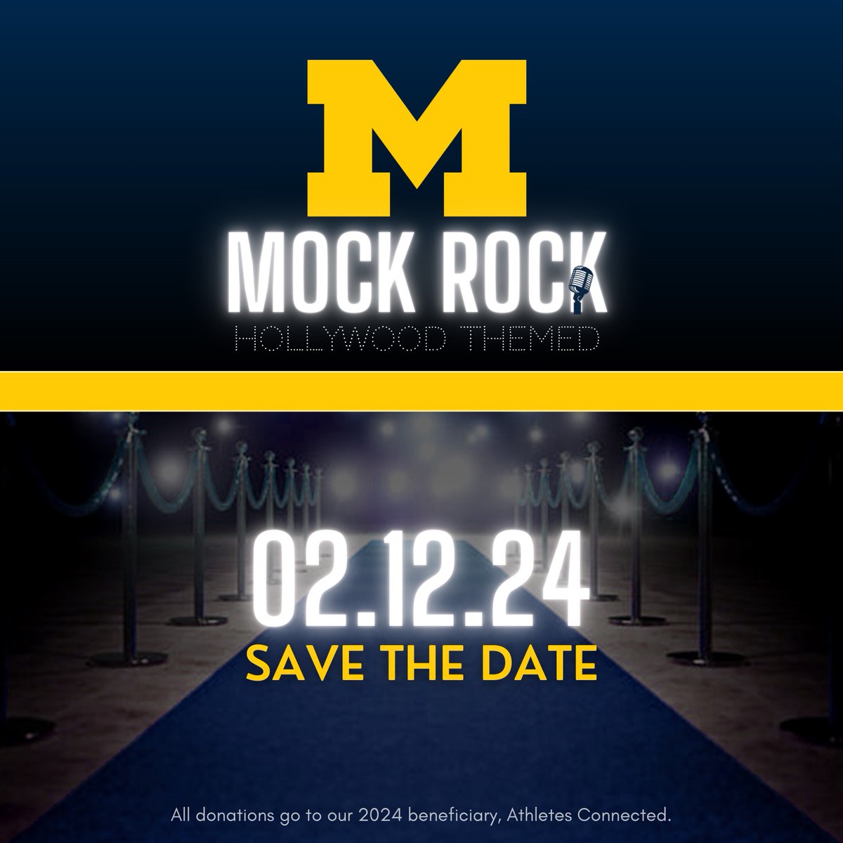 Mock Rock is a week from today! Get your tickets now; all proceeds go to Athletes Connected! 🎟️ » MGoBlue.com/MockRock | #GoBlue
