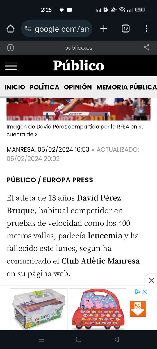 tessarock7's tweet photo. @A3Noticias @Antena3Deportes Los que decís repentinitis, tenéis que informaros un poquito mejor.... Tenía leucemia https://t.co/9veEH8gDhG