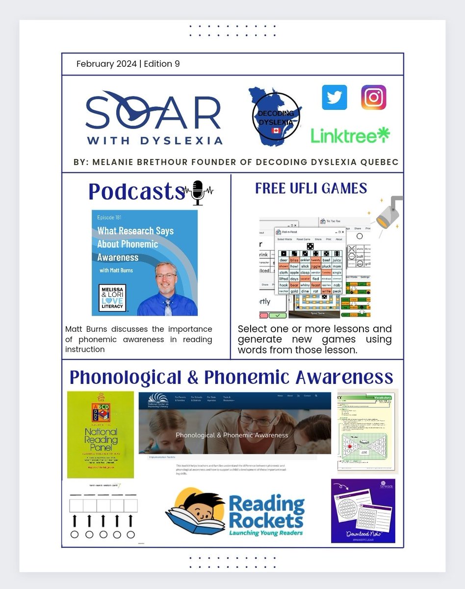 melbrethour's tweet photo. For the last 8 months, I have made a free monthly newsletter to share information &amp; some of my favorite resources about the science of reading &amp; dyslexia. I also shared this with my colleagues at my school and sharing it here. The link is below 👇
https://t.co/3bBtSOblTJ https://t.co/p7iQuMXY7A