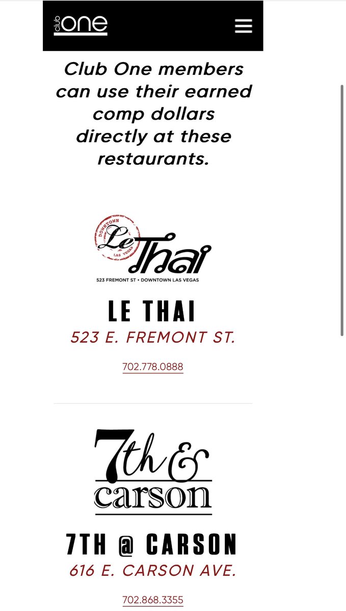 Hey <a href="/CircaLasVegas/">Circa Las Vegas</a> players are going to <a href="/lethaivegas/">Le Thai</a> and <a href="/CarsonKitchen/">Carson Kitchen</a> with the intent to use their comp dollars. Word on the street this hasn't worked since the summer. How about you get this fixed or remove them from your partners list on your website.