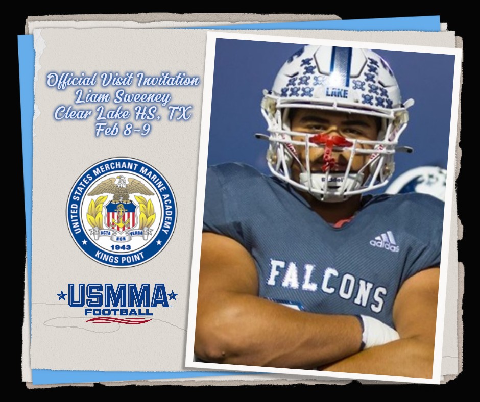 Liam Sweeney (@liams_2006) on Twitter photo Excited for the visit to USMMA this week! <a href="/USMMAFootball/">USMMA Football</a> <a href="/CoachPassante/">Harry Passante</a> <a href="/LonnieTaylor_73/">Coach Taylor</a> <a href="/CoachLawrenceFB/">Donald Lawrence</a> Excited for the visit to USMMA this week! <a href="/USMMAFootball/">USMMA Football</a> <a href="/CoachPassante/">Harry Passante</a> <a href="/LonnieTaylor_73/">Coach Taylor</a> <a href="/CoachLawrenceFB/">Donald Lawrence</a>