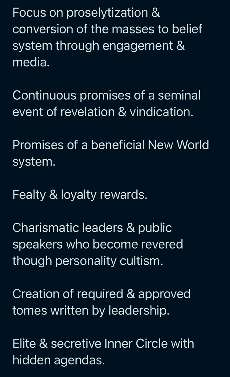MHuntington7's tweet photo. A few signs to consider if you think that your Disclosure Cause or new UAP group might be a belief cult. #UFOTwitter #UFOX #UAP #UAPCult #Disclosurism #DisclosureCause #UFOCultism #UFOCult #CultSigns #CultGroup #Cultism #ConspiracyTheory #UAPConspiracy #WeaponizedUFOs 
#UFOREFORM https://t.co/hvZZ7PScrz