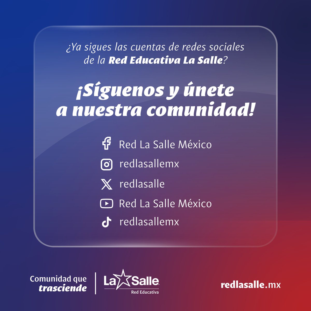 ¿Qué es la Red Educativa La Salle? 🤔

¡Comparte si eres parte de ella! 🤩

Somos #LaSalle #ComunidadQueTrasciende 🌟