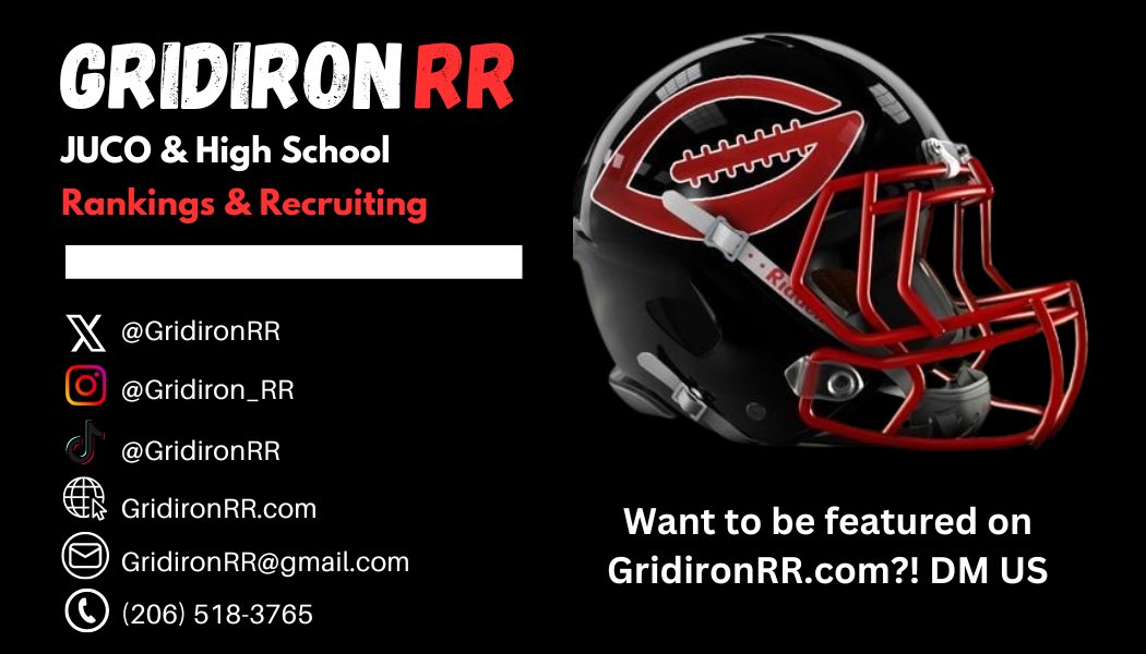 GridironRR.com
Tag an Unsigned:
⚫️Senior (Class of 2024)
⚫️JUCO Sophomore 
⚫️JUCO Freshman Qualifier

We will evaluate every prospect in this thread &amp; add them to our unsigned lists on GridironRR.com.