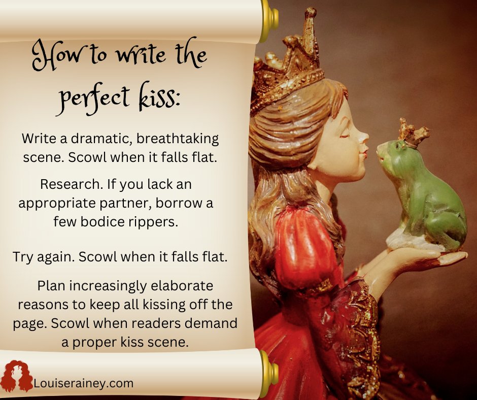 As writers we put a lot of pressure on ourselves to create exciting, emotional scenes. Nothing is as hard as writing a first kiss. Worry no longer. I, Louise Rainey, am gifting the world with the secret to writing a perfect kiss #badwritingadvice #writingadvice #author #firstkiss