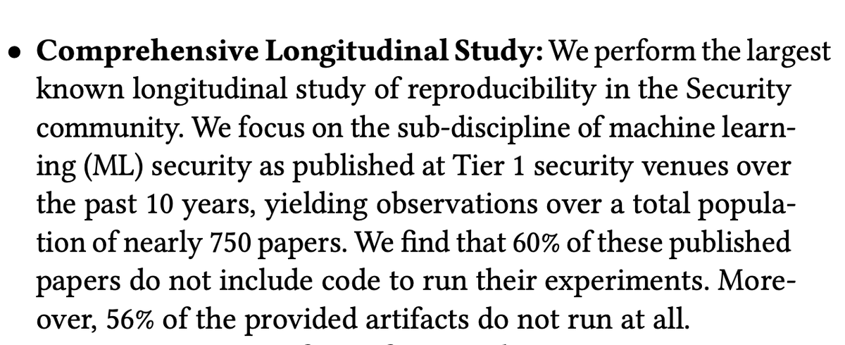 CCS'23: “Get in Researchers; We're Measuring Reproducibility”: A Reproducibility Study of Machine Learning Papers in Tier 1 Security Conferences