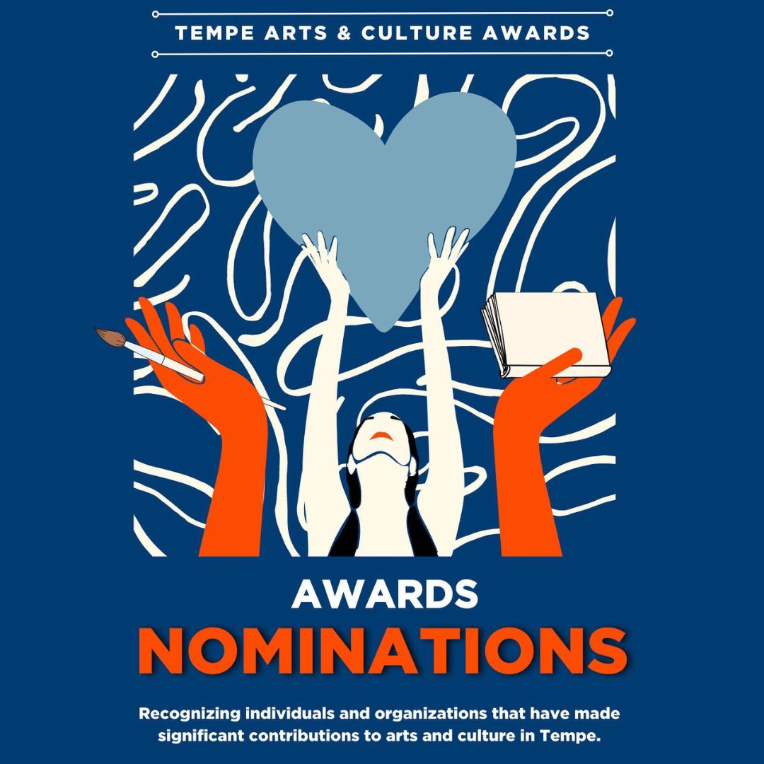 CALL FOR NOMINEES! 📢🎨Do you know someone who has made a significant impact to arts and culture in Tempe. Nominate them for the Tempe Arts &amp; Culture Awards! Awardees will be honored on Apr. 6.
Learn more &amp; nominate by FEB. 15: LINK IN BIO