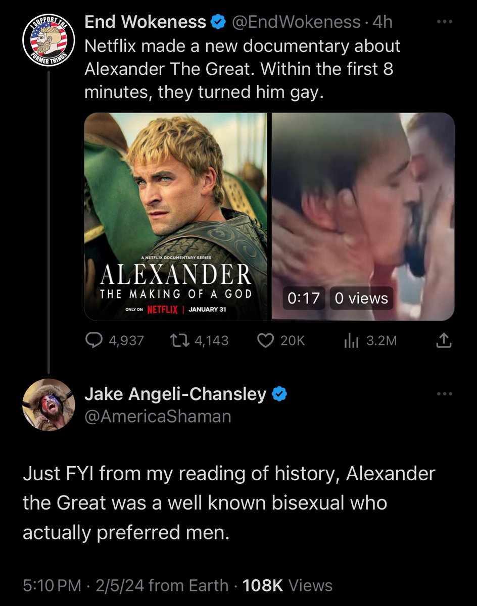 esjesjesj's tweet photo. imagine being so fucking stupid the Q-Shaman is correcting you https://t.co/DpTkH2sJfB