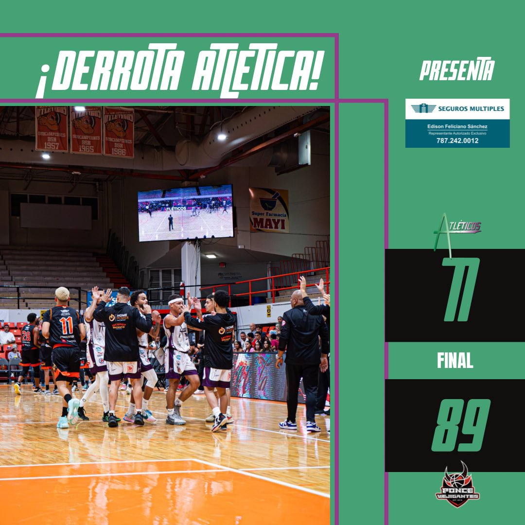 lapresionsg's tweet photo. ¡Caímos derrotados en el primer partido de la serie!

Serie 1-0

Traído a ustedes por Edison Feliciano - Representante Autorizado de Seguros Múltiples 

¡Segundo juego de la serie será el próximo miércoles 7 de febrero en el Coliseo Arquelio Torres Ramírez! 💚🤍💜 https://t.co/SfHtvi9ir9