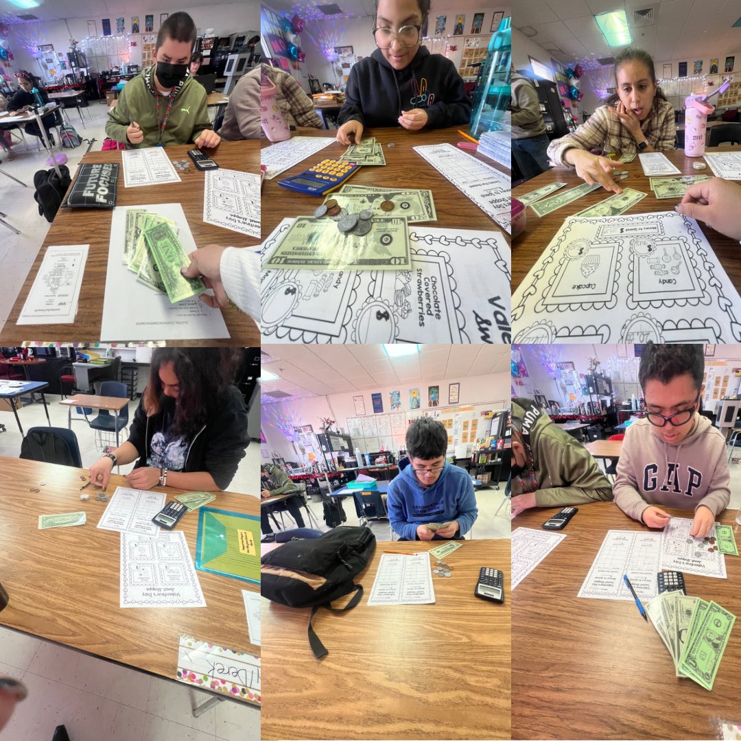Today we practiced making a shopping list &amp; spending money!🛍️Some needed to re-evaluate their purchases but after some practice they all got it!🙌🏼💵Tomorrow we will practice with more money💸 <a href="/A_Solis_EDHS/">Ana Solis</a> <a href="/EDAztecs_HS/">Patricia Pedroza</a> #ValentineSweets #MoneyManagement