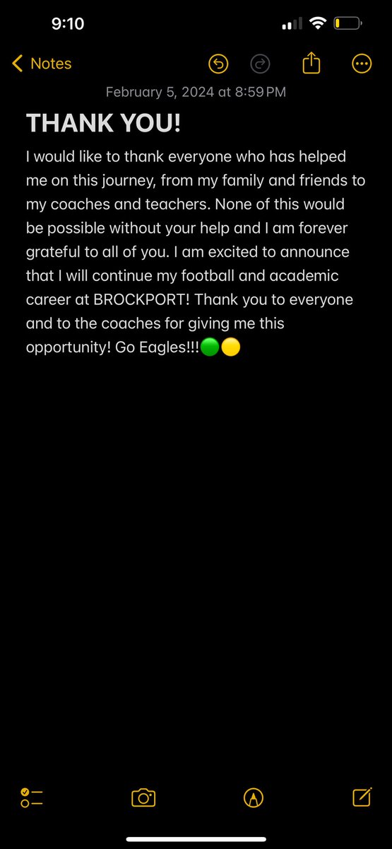 Committed <a href="/BPort_Football/">Brockport Football</a>❗️🟡🟢
Thank you coaches! @GatesChiliFB <a href="/CoachBaker05/">Kyle Baker</a> <a href="/CoachLewis25/">Coach Bill Lewis</a> <a href="/jacquiswebb/">Jacquis Webb</a> <a href="/coachford15/">Dan Ford</a> <a href="/GatesChiliLax/">Gates Chili Lacrosse</a> <a href="/coachmangone/">Jason Mangone</a> 
#GoEagles 🦅