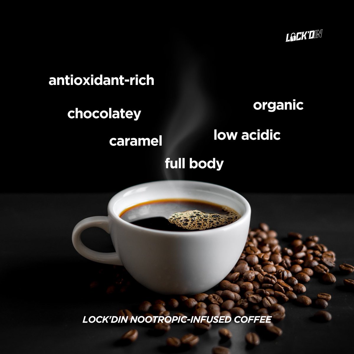 Our incredibly delicious LOCK'D IN FOCUS Coffee is supercharged with an array of botanicals, nutraceuticals, and nootropics that bio-hack your brain and unleash limitless potential! Try it yourself!
 
Drink it, Get LOCK'D IN &amp; Take off!

lockdin.com/collections/no…