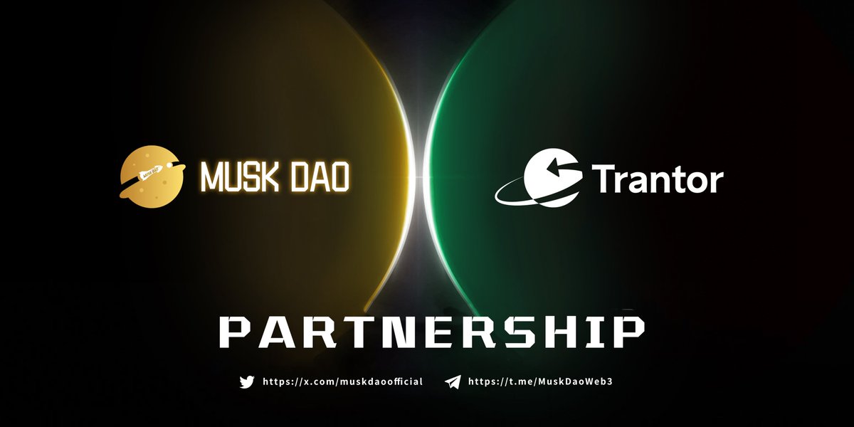 MuskDaoOfficial's tweet image. 🤝 Exciting #Partnership Announcement! 🚀
We are thrilled to announce our collaboration with @TrantorNetwork, enhancing value for #MuskDao users.
Trantor is an omnichain asset transport protocol that allows oassets to be transferred between chains with 100% liquidity.