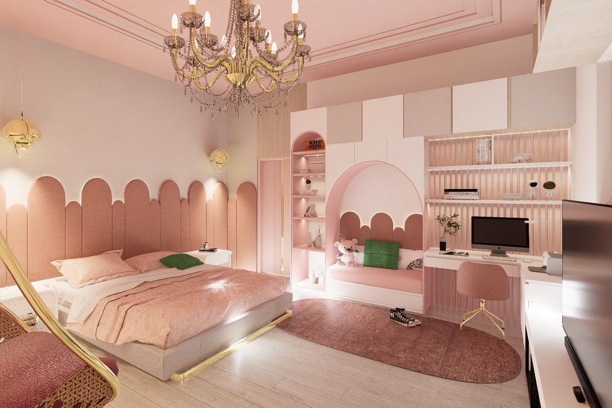 archiinterior3's tweet image. Just designed a magical girls' bedroom a perfect blend of whimsy and functionality. Vibrant colors, customized furniture, and enchanting wall murals bring this dream space to life. Explore the gallery and let's turn your ideas into reality #DreamRoom #InteriorDesign #MagicalSpace