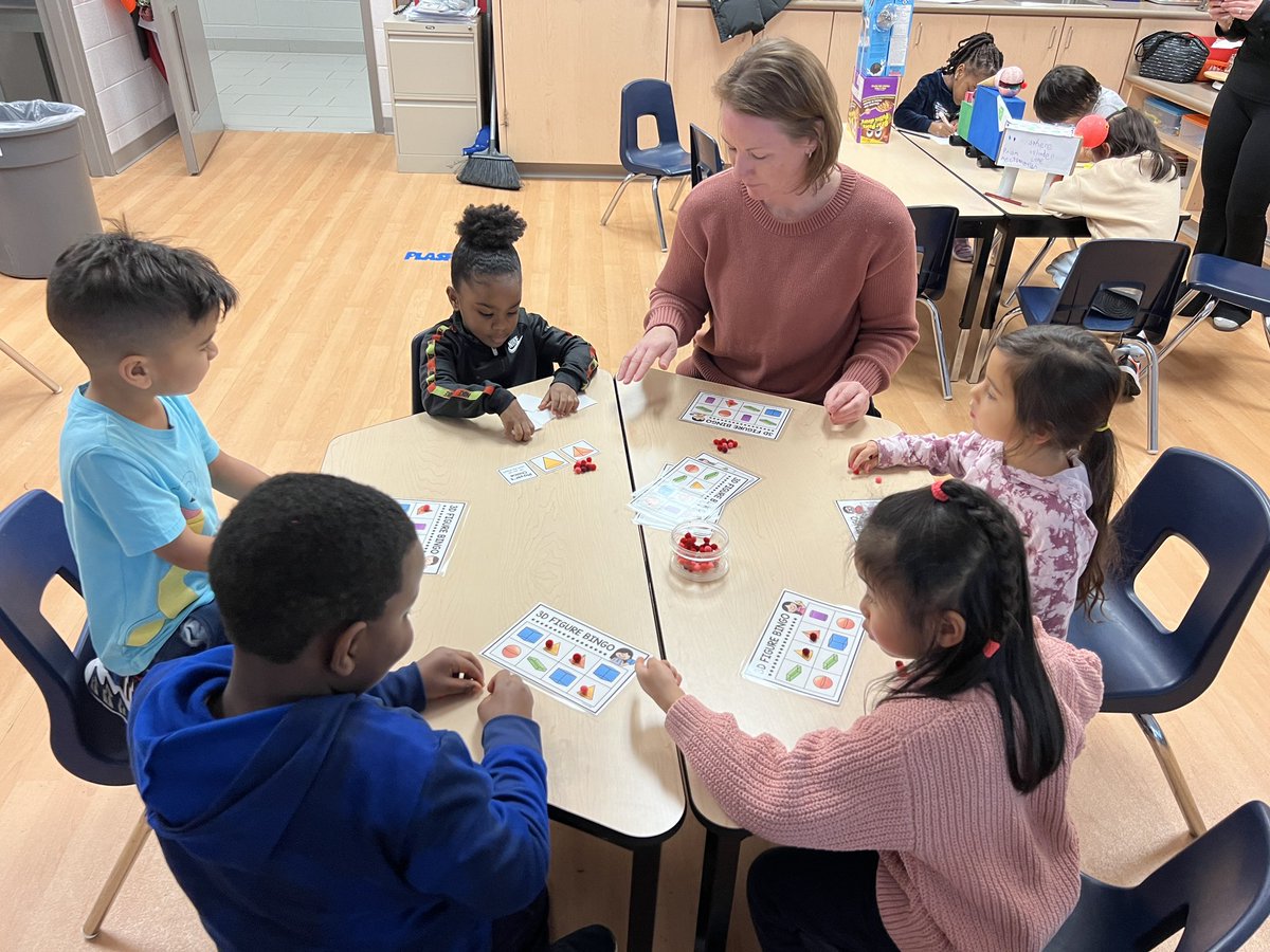 Always a teacher ready to play. Our principal Ms. Pouw took on these kinders and played 3D figure bingo! They loved every minute of it! #3Dfigures #earlymath @StAlphonsaDP